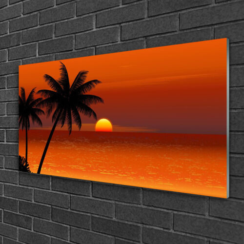 Wandbilder 100x50 Glasbild Druck auf Glas Palmen Meer Sonne Landschaft - Bild 1 von 6
