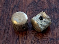 (2) Solid 'AGED' Raw BRASS Guitar Knobs / Dome / Set Screw / Fender / CTS Pots