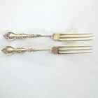 INTERNATIONAL Sterling Silver WARWICK 1898 Two STRAWBERRY FORKS Monogram