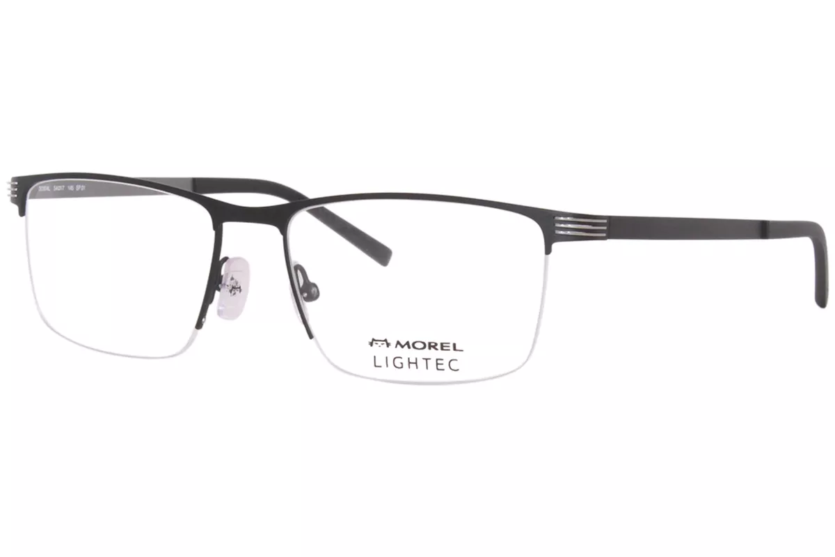 Morel Lightec 30304L SP01 Eyeglasses Men s Black Semi Rim Rectangle Shape 54mm