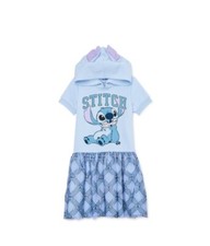 NWT Girls 7-8 Lilo  Stitch Mesh Tutu Dress With Hood BLUE Disney