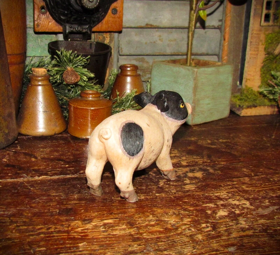 Primitive Vtg Style Resin Country Cottage Farm Barnyard Pig Hog (Head Right) - Image 4 of 4