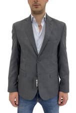 Giacca estiva uomo grigio antracite quadro celeste in fresco Lana DROP 6, -70%.