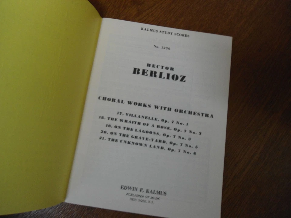 BERLIOZ Choral Works with Orchestra Op.7 (17 to 21) - No.1230 Kalmus Study Score - Image 3 of 4