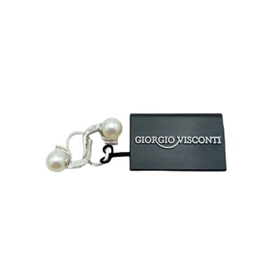 Damen Ohrringe, by Giorgio Visconti, aus 18kt Weißgold mit Perlen und Diamanten