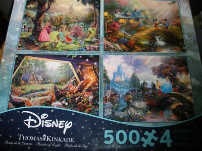 Ceaco Thomas Kinkade 4 in 1 Multi Pack Disney Puzzles 500 Piece COMPLETE