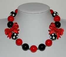 BEAUTIFUL MINNIE MOUSE INSPIRED ACRYLIC BEADS MULTI COLORED LARGE BOLD NECKLACE