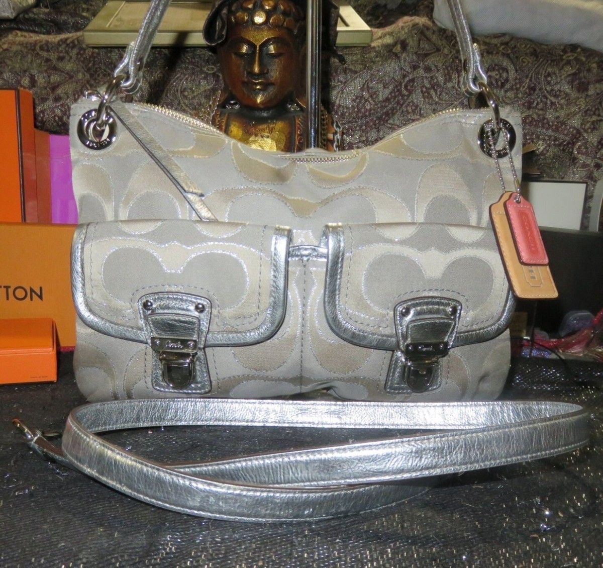 バッグ Coach Poppy Silver Ocelot Shoulder Bag s-l400.jpg