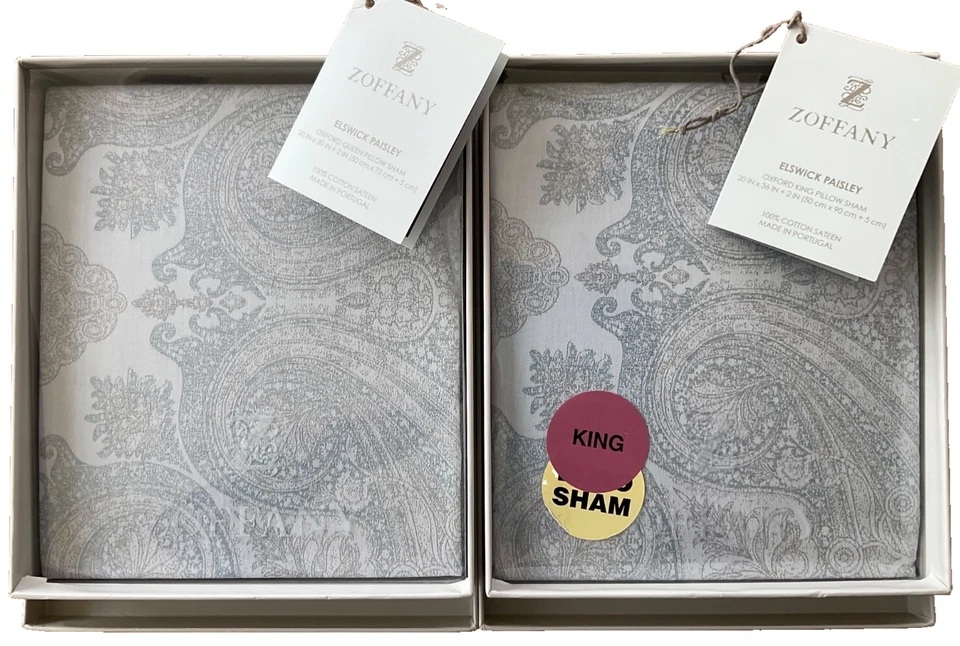 ZOFFANY~Elswick Paisley~1 EDREDÓN KING + 1 king + 1 queen FHAMS~SATÉN DE ALGODÓN~NUEVO CON ETIQUETAS~ Foto 3 de 4
