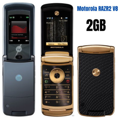 Original Motorola RAZR2 V8 2MP MP3 2GB Unlocked GSM 2G Flip Mobile Phone 