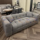 MEGA SALE Luxury Bubble Boucle 3 Seater Sofa Grey Cube Stitching Made In Turkey
