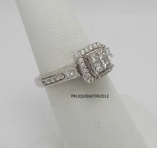 3/4CT Natural Diamond Halo Engagement Wedding Bridal Ring 10K White Gold Band