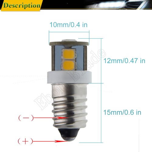 2PCS E10 1447 LED Bulb 4300K Warm White MES Screw For Torch Flashlight Light 6V - Picture 3 of 7