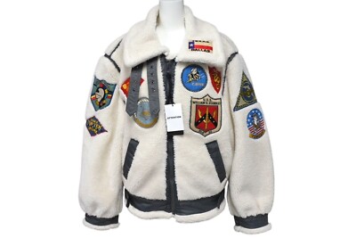 Men's Avirex Retro Boa B-3 Top Gun Jacket 6112177 White Multicolor