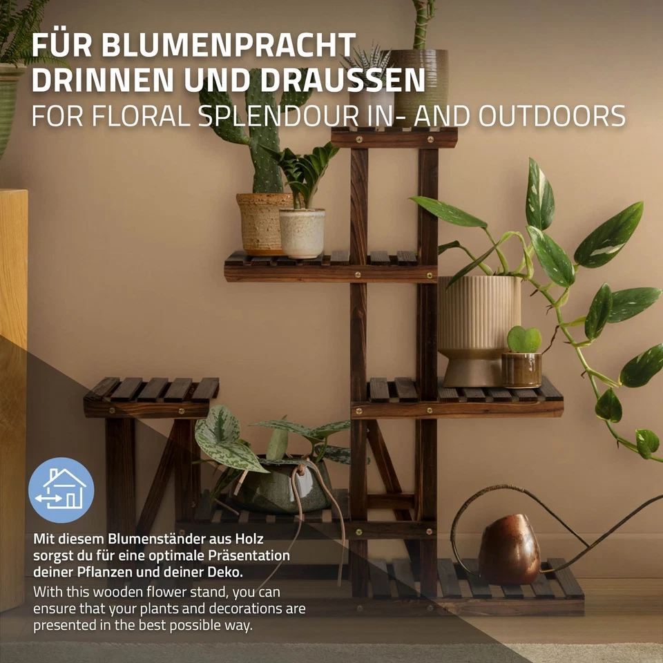 Soporte decorativo de madera para plantas cm pedestal con niveles a elegir - Imagen 4 de 4