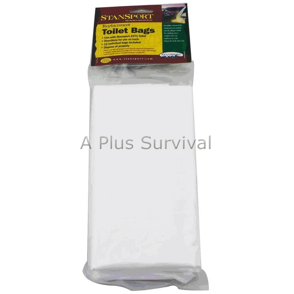 12 Pack of Toilet Liner Bags for Portable Honey Bucket Camping Survival Toilets