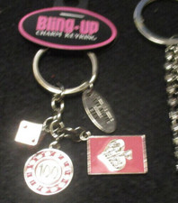 BLING CHARM KEY RING SILVER TONE PINK A.C. Card, Chip, Dice