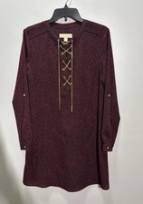 Michael Kors Dress M Red+Black Animal Print Gold Chain Details Lined