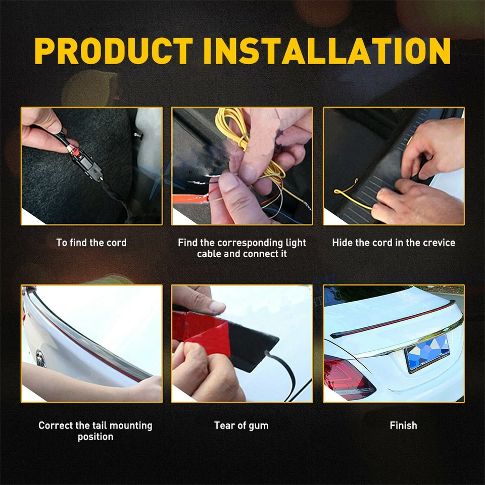 Alerón trasero del maletero del coche borde de labio tira de 5 modos barra de luz lámpara súper brillante EE. UU. Foto 2 de 4
