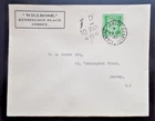 Jersey 1942   1/2d Arms FDC 29 Jan 1942 with 1d To Pay handstamp clipped stamp