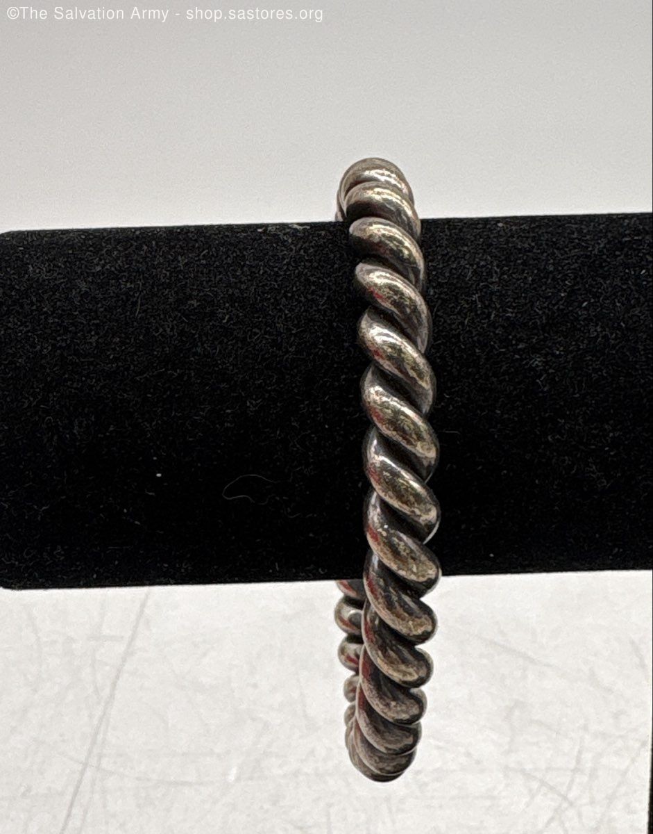 925 Sterling Silver Solid Twist Cuff Bracelet - 5… - image 1