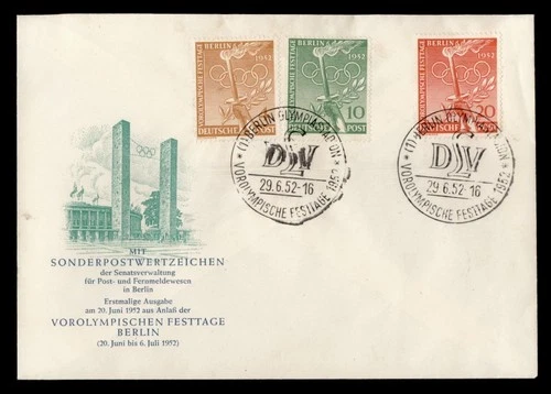 DR WHO 1952 GERMANY FDC OLYMPICS COMBO M72686