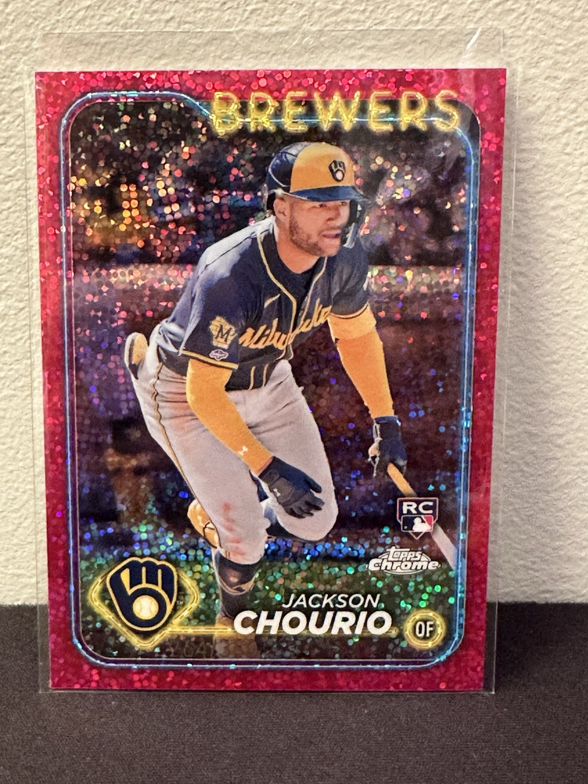 2024 Topps Chrome - Jackson Chourio #161 Magenta Speckle Refractor /350 (RC)