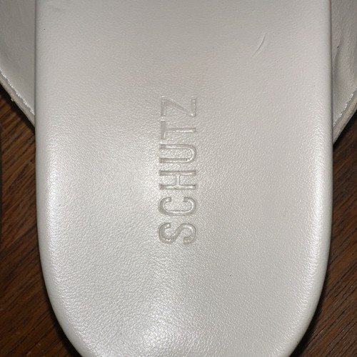 Schutz Women's Leather Crossband Slide Sandals Enola Pearl Gold Buckle Sz 10.5B - Bild 9 von 11