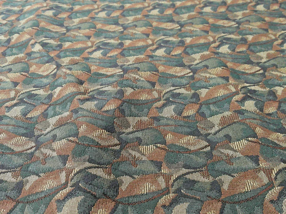 Vintage Tapestry 80's - 90's Abstract Woodland Colors Earthy 2.75 Yds Greens - Image 2 of 4