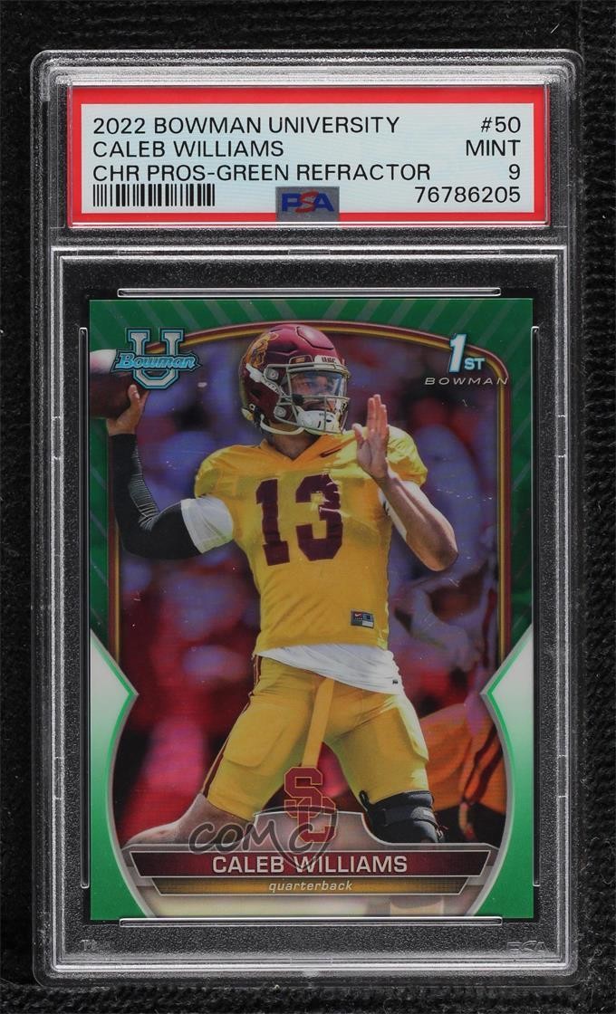 2022 Bowman U Chrome Green Refractor 84/99 Caleb Williams #50 PSA 9 MINT 02d2