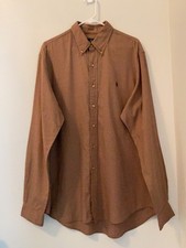Polo Ralph Lauren Dress Shirt Men's XL Brown Check Long Sleeve Button