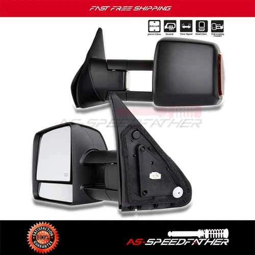 Power Heated Black Turn Signal For 2007-2016 Toyota Tundra Left+Right Mirrors