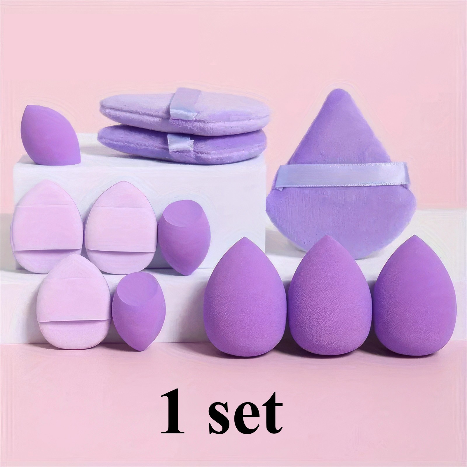 Set of 12 Beauty Blender Eggs Powder/Skin/Dark Purple Soft M