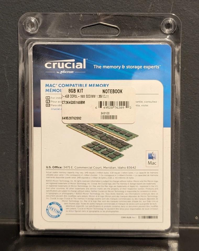 CRUCIAL Memory by Micron 8GB KIT 2-4GB Notebook DDR3L 1600 SODIMM CT2K4G3S160BM - Image 3 of 4