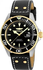 Invicta Pro Diver Black Dial Black Leather Men's Watch 22074