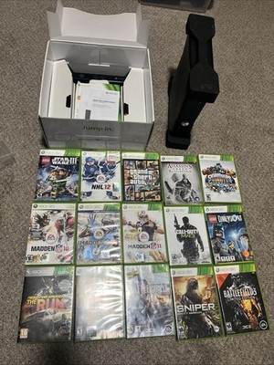 Microsoft Xbox 360 S Black 4GB Kinect Bundle with 15 Games Original Box & Cords