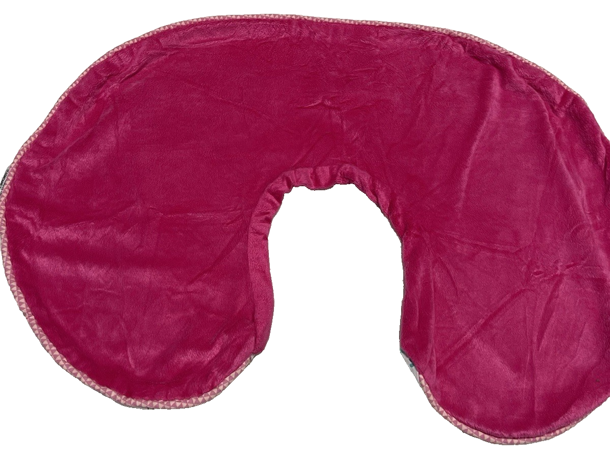 Boppy Nursing Pillow Cover Birds Aqua Orange Pink Plush Reversible Girl-image