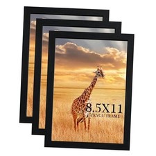 8.5x11 Picture Frame Set of 3, Certificate Frame 8.5X11 Pack of 3 Black