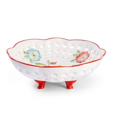Ceramic Fruit Bowl or Decorative Pedestal Bowl for Table Décor 10" Fruit Bask...