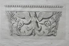 Antique 1823 Architectural Winged Figure  Engraving Lewis Vulliamy Henry Moses