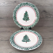 Vintage Furio Christmas Tree Dinner Plates 10 1/4" ITALY La Primula Set of 2