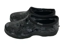 Sloggers Shoes Womens Size 7 Black Floral Pattern Waterproof Garden Comfort USA