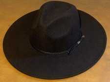 Ashley Stewart Black Fedora Hat Western Cowboy Hat