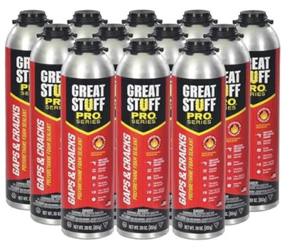 Great Stuff PRO Gaps and Cracks, 30 oz Cans, Case of 12 Cans, EXTRA LARGE CANS
