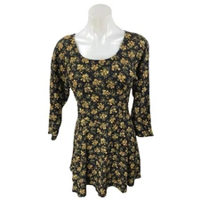 The Vintage Twin Multicolor Long Sleeve Floral Fit & Flare Mini Dress Size 6