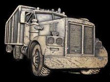 MB05158 VINTAGE 1970s CUT-OUT  LONG-NOSE 18-WHEELER SEMI-TRUCK  BELT BUCKLE