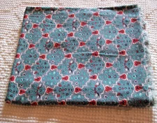 Vtg Feed Sack Fabric Green with red & white design 1930's-1950's -37" x 44"