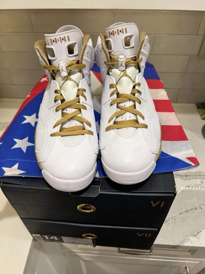 Talla 14 - Air Jordan 7/6 Retro Golden Moments Pack VNDS 100% Auténtico Foto 3 de 4