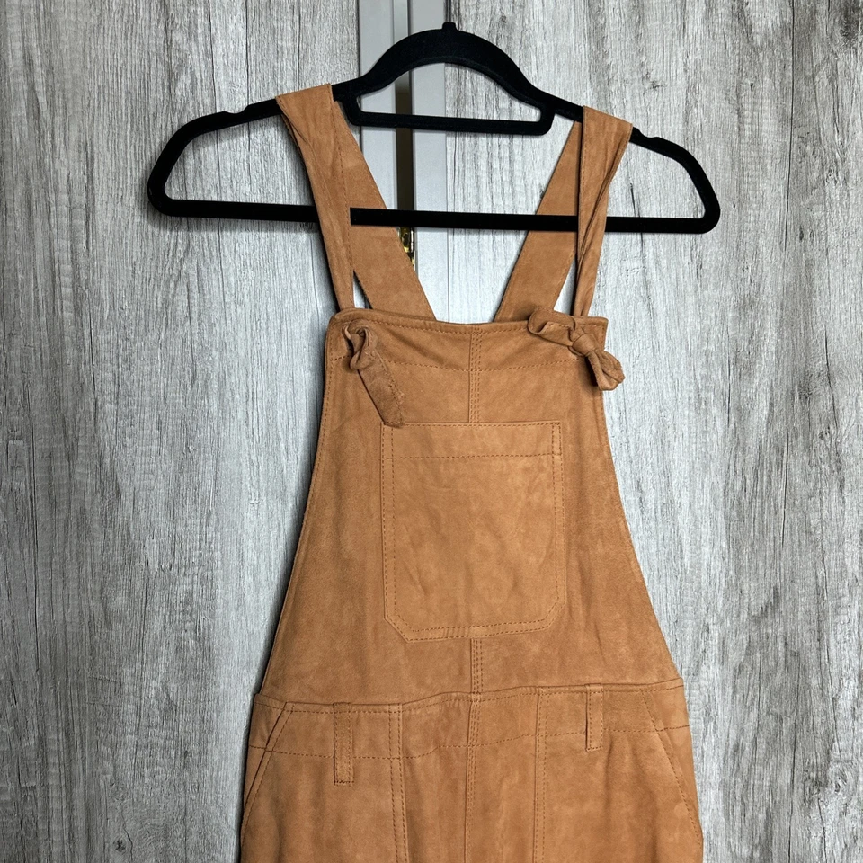 Vestido tipo jersey midi de gamuza de cuero boho Free People para mujer línea A de cuero de cabra talla 4 Foto 4 de 4