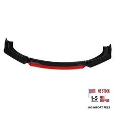 Universal Glossy Black Front Bumper Lip Spoiler Splitter 4 Pieces Kit Red
